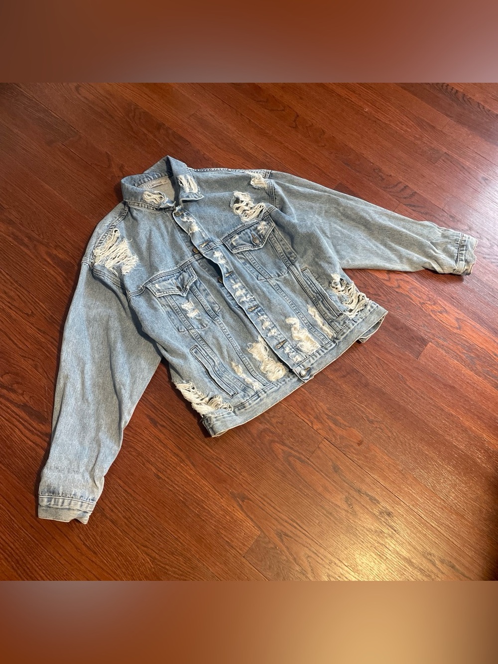 Carmar Denim heavily distressed light-wash jacket